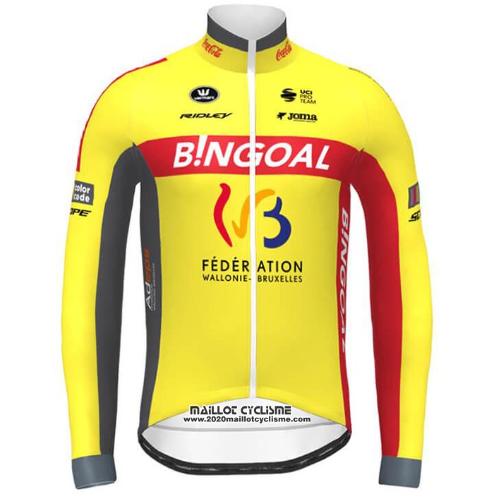 2020 Maillot Cyclisme Wallonie Bruxelles Jaune Rouge Manches Longues et Cuissard